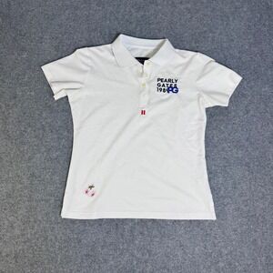 Pearly Gates Womens White Polo Shirt Embroidered Floral Size 0 Japan